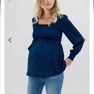 Ingrid & Isabel Dark Teal Smocked Blouse